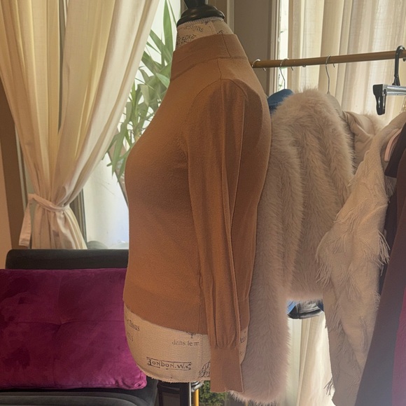 Topshop Camel Mock Turtleneck Sweater women’s size 2 - Picture 6 of 8